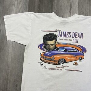 Vintage 2001 James Dean Run Sz Medium Indiana Racing Car Retro Automobile Tshirt